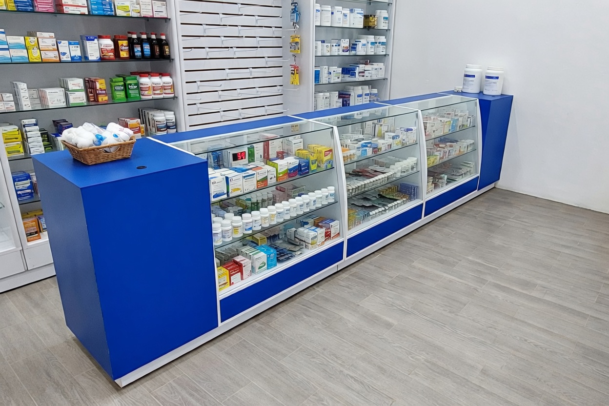 Mostrador Farmacia Azul
